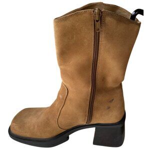 Unlisted Brand Women's Leather Upper Tan Mid Heel Boots w/Side Zip Size 8M-READ